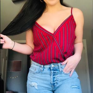 Black & Navy Striped Body Suit